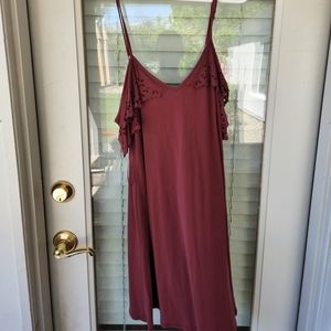 Maroon Cold shoulder dress
